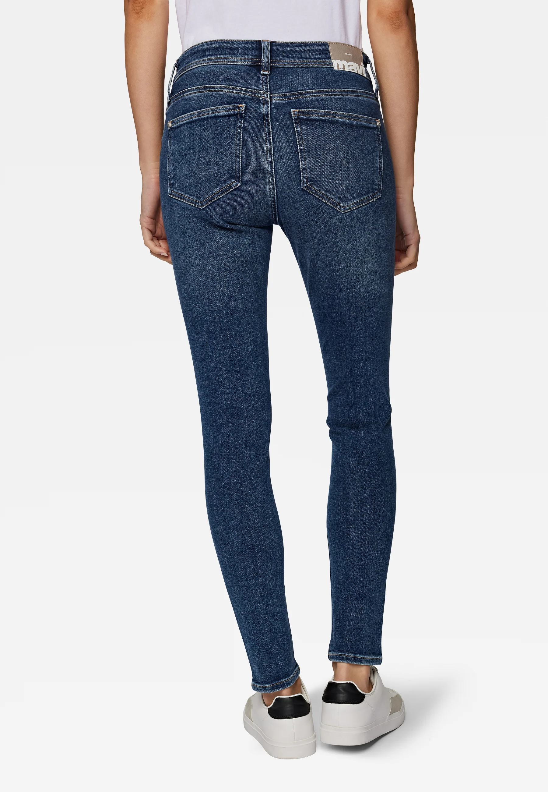 Mavi ADRIANA | All Blue Mid-Rise, Super Skinny in Dark Brushed Denim 