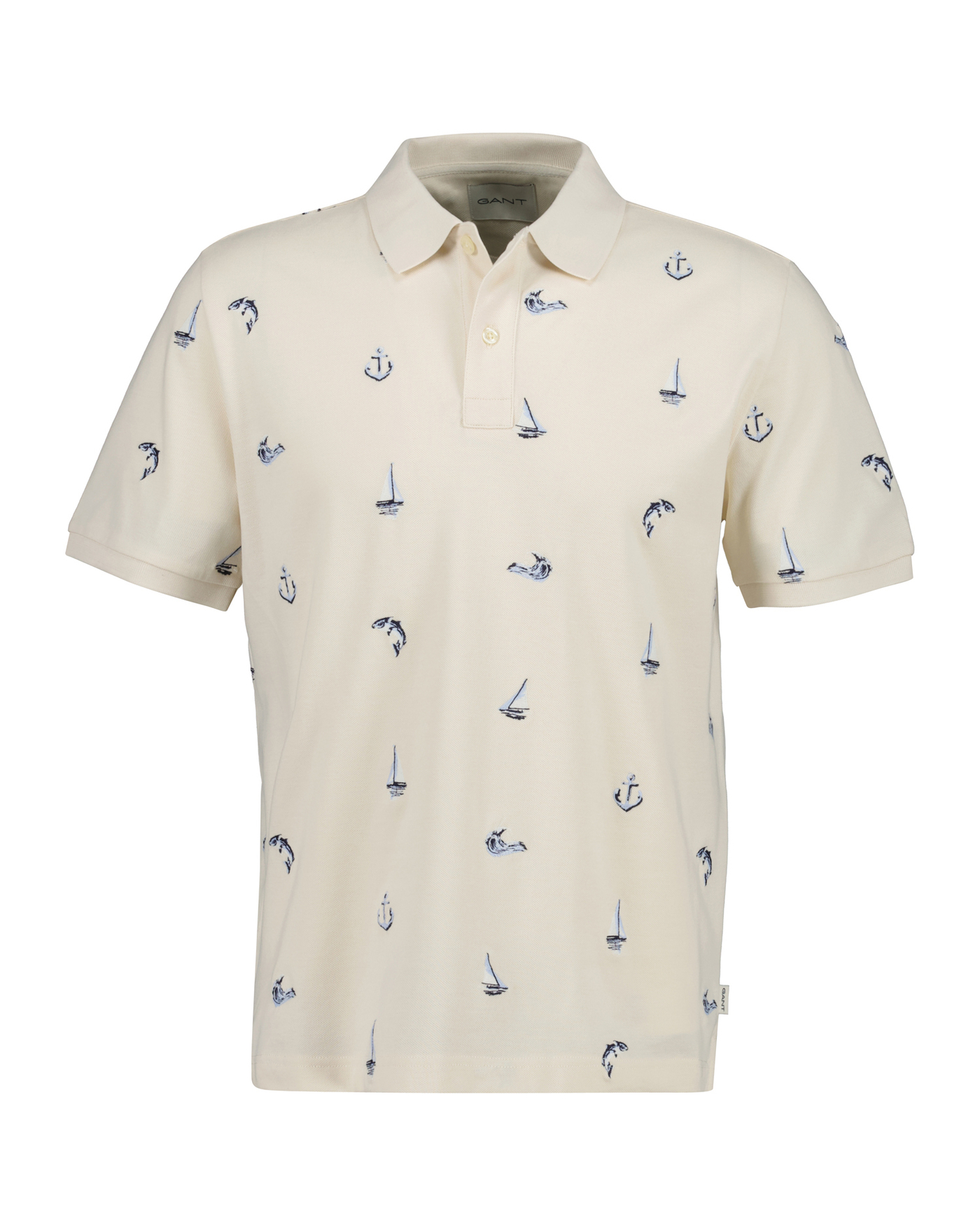 Gant Graphic Poloshirt Meer-Stickerei / Polo Merr-Segeln in beige