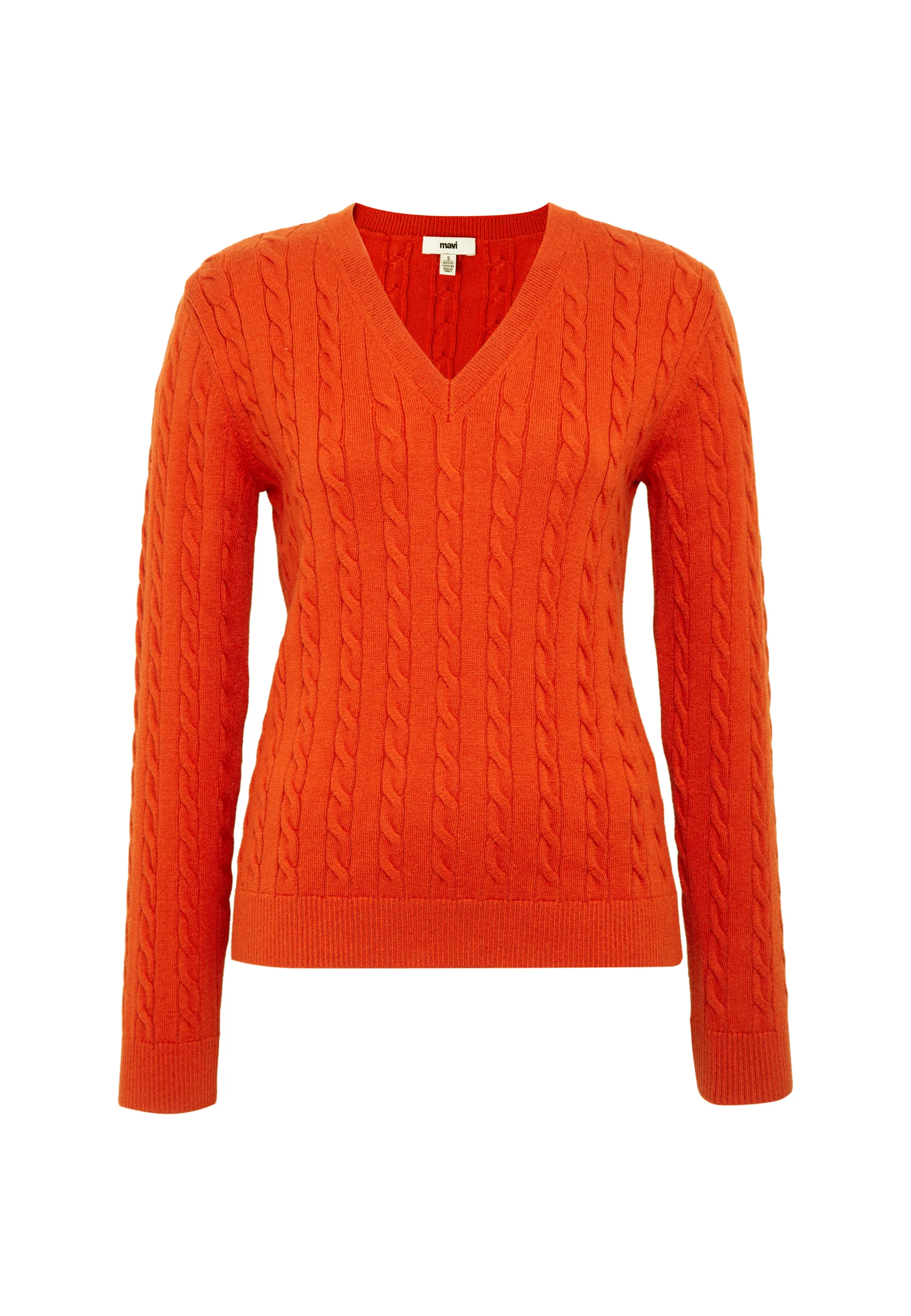 Mavi Pullover LONG SLEEVE V NECK TRICOT | Feinstrick Pullover in orange