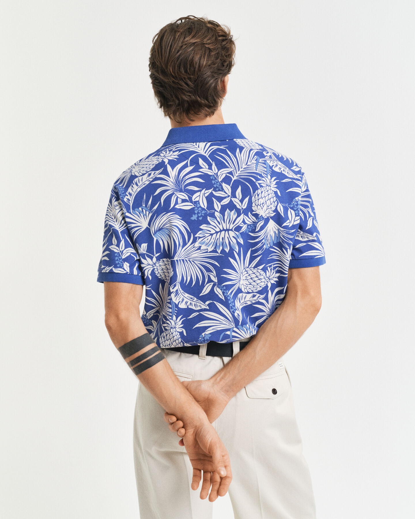 Gant Tropical full Print Poloshirt aus Baumwolle / Polo in Rich Blue