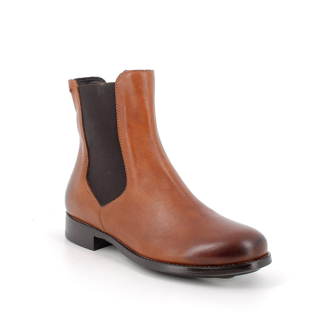 Igi&Co Damen-Chelsea Boots aus Leder mit Absatz, cognac