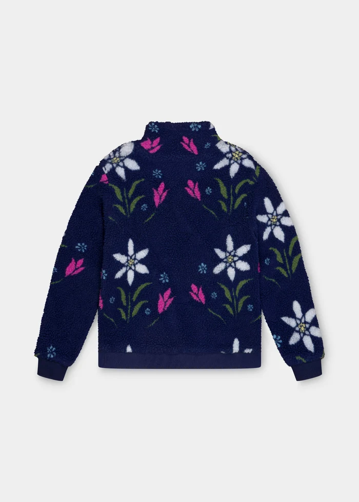 Bavarian Caps - FS33-1 Teddy Blouson "Eisblume" - marine Fleecejacke für Damen