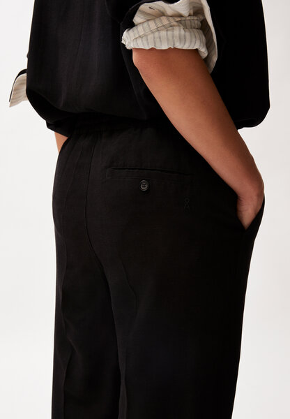 Armedangels KAADIA TAPERED LINO - Damen Webhose aus Leinen-Mix in schwarz 