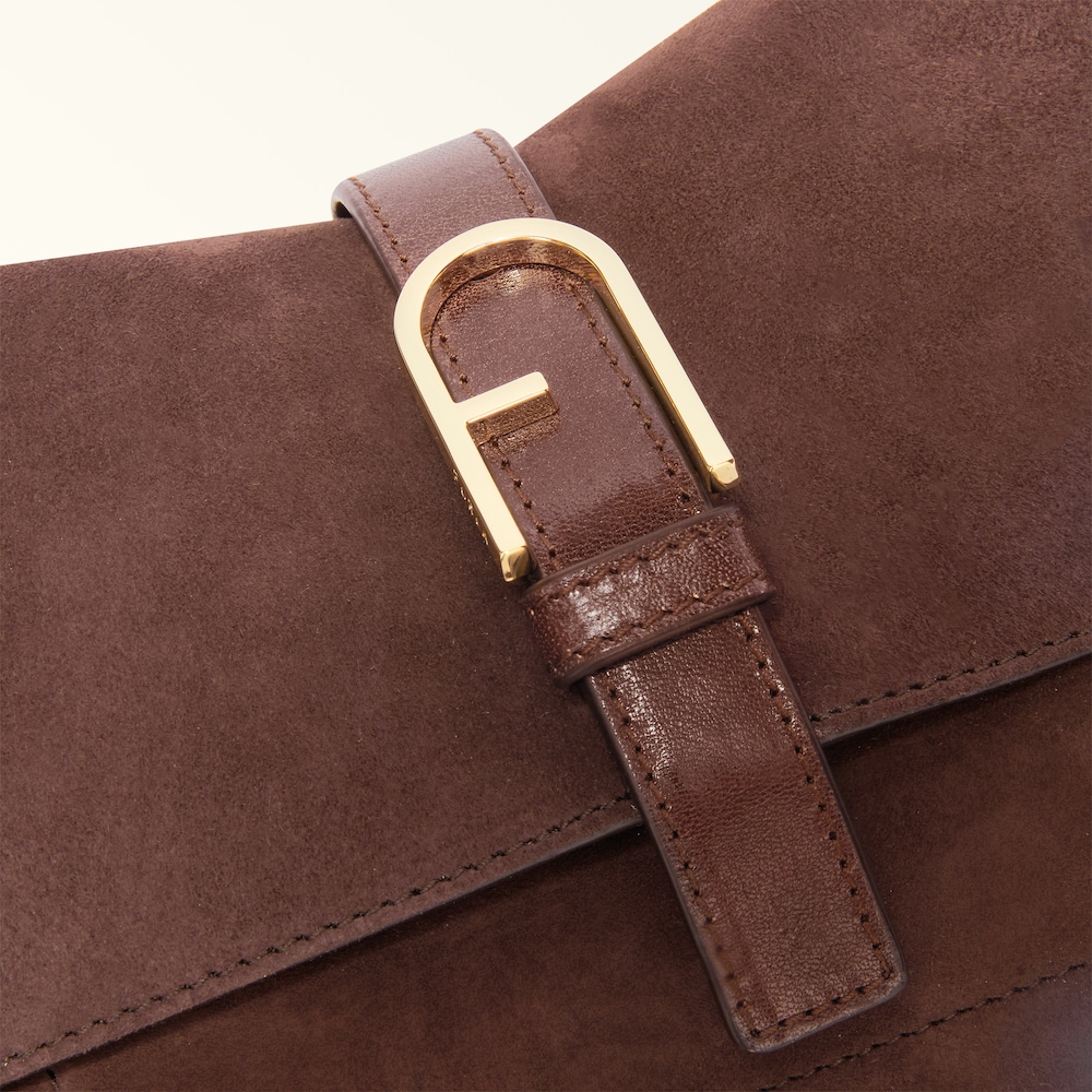 Furla Flow Henkeltasche aus Wild- und Vachetteleder L in Cioccolato Furla Flow Henkeltasche aus Wild- und Vachetteleder L in Cioccolato
