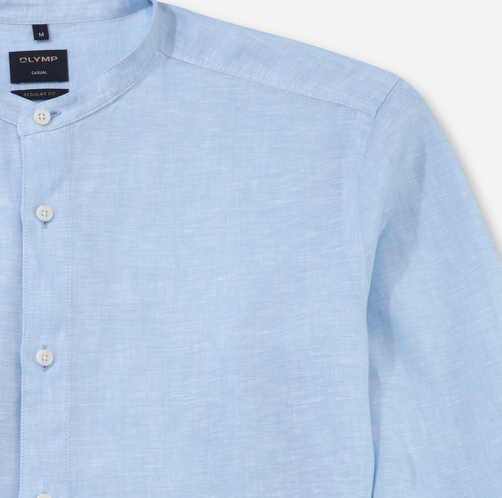 Olymp Casual Freizeithemd aus Leinen, regular fit, Stehkragen in Hellblau