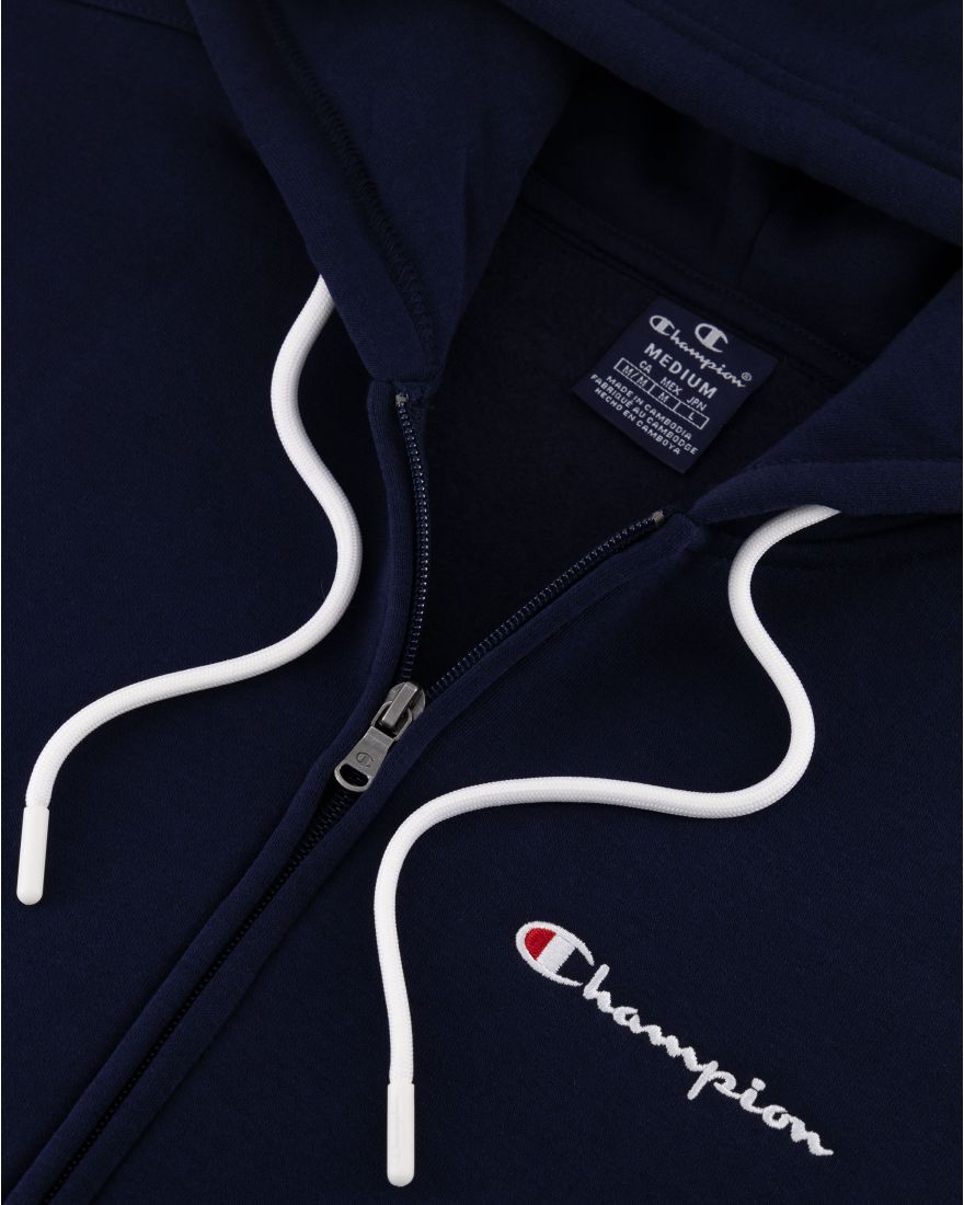Champion Fleece-Kapuzenpullover mit durchgehendem Reißverschluss und Stickerei in blau