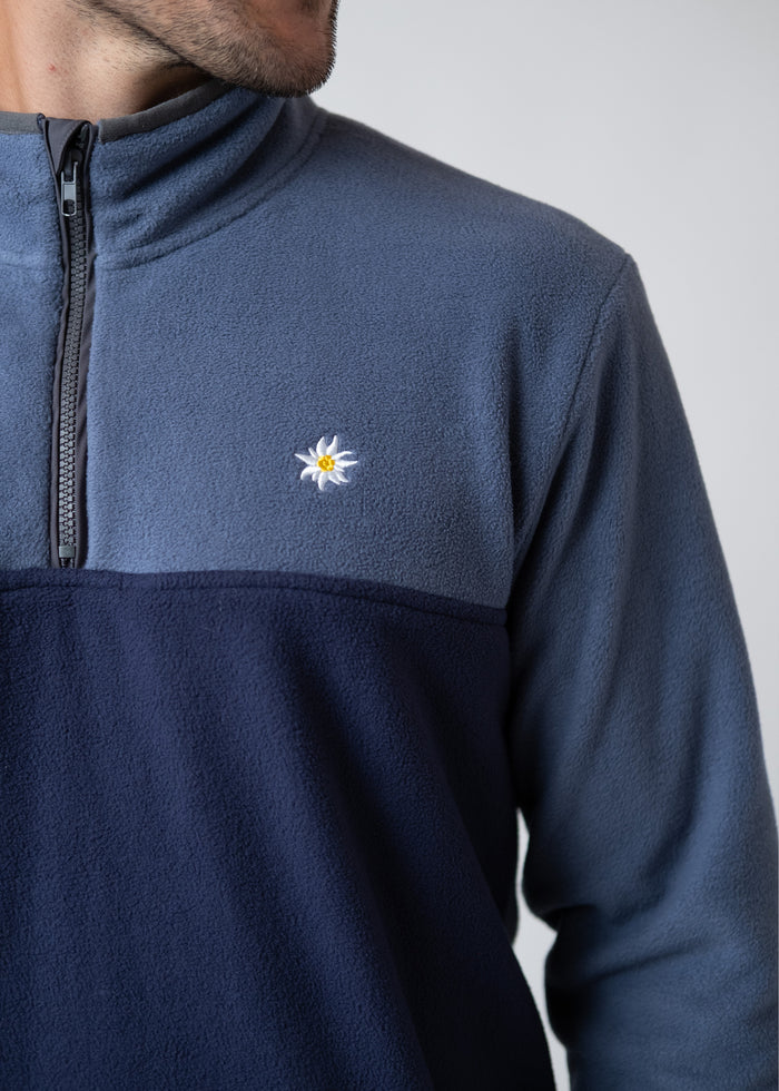 Bavarian Caps - HS70-2-1 warmer Fleece-Troyer "Edelweiß" in dunkelblau