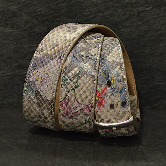Ralph Gladen Schlangenleder-Gürtel Python Spring/Summer Special mit floralem druck