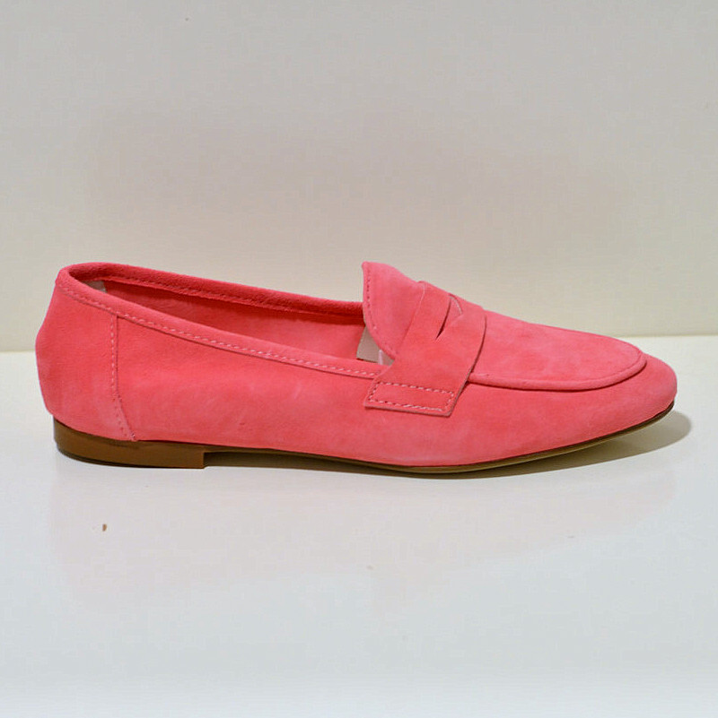  Gianluca Pisati Moccasins / Loafer Adele aus feinstem Wildleder (Gamsleder) in Erdbeere