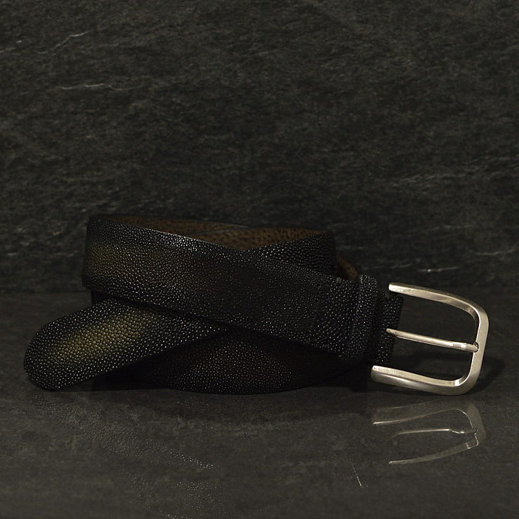 Fausto Colato Rochenleder Gürtel Galuchat 4,0cm razza mehrfarbig abgestimmten Erdtönen