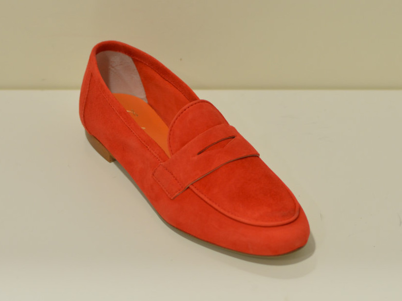 Gianluca Pisati Moccasins / Loafer Adele aus feinstem Wildleder (Gamsleder) in corallo