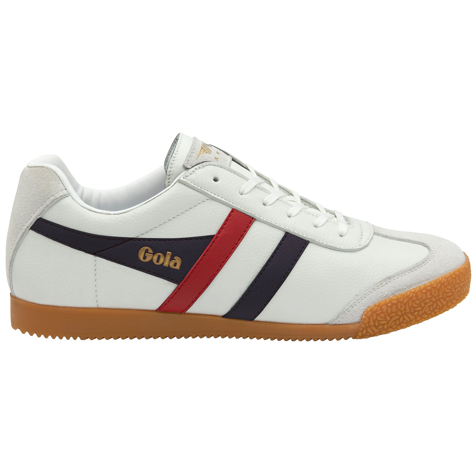 Gola Classics Sneaker Men's Harrier Leather Trainers in White/Navy/Red Gola Classics Sneaker Men's Harrier Leather Trainers in White/Navy/Red