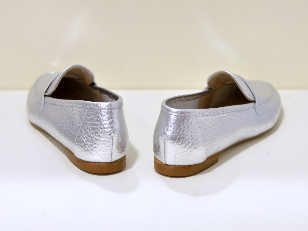 Gianluca Pisati Moccasins / Loafer Adele aus feinstem Kalbsleder  in silber / Bot Lam Argento 