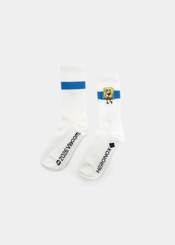 Bavarian Caps - A165-1 Sportsocken "SpongeBob ist verlegen" - weiß