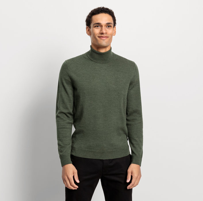 Olymp Casual Strick Rollkragen Pullover, Olive Green Choice