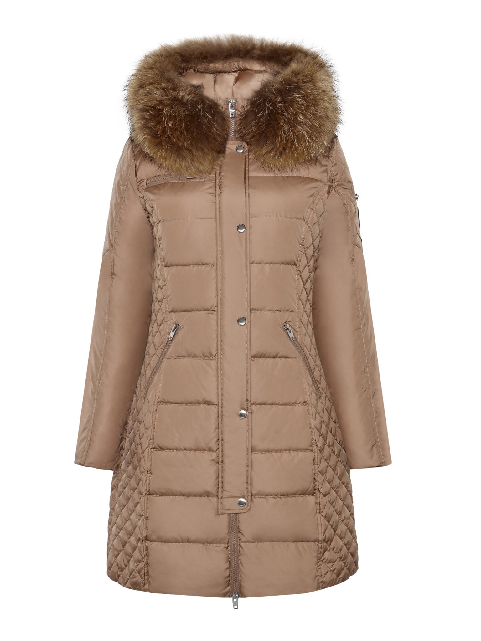 RockandBlue Beam Nougat / Natural Daunenmantel mit extra großem Echtpelz Kragen Winter 25