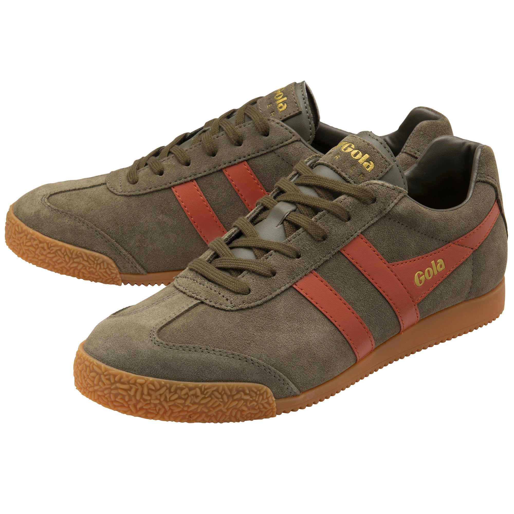  Gola Classics Men's Harrier Suede Trainers Khaki/Orange Spice