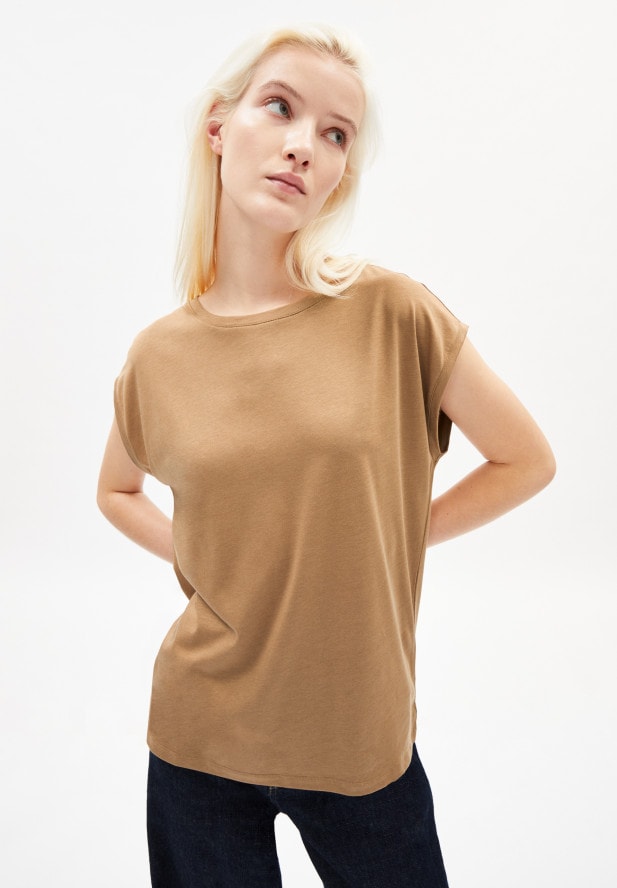 Armedangels JILAA Damen T-Shirt aus TENCEL™ Lyocell Mix in smoky almond