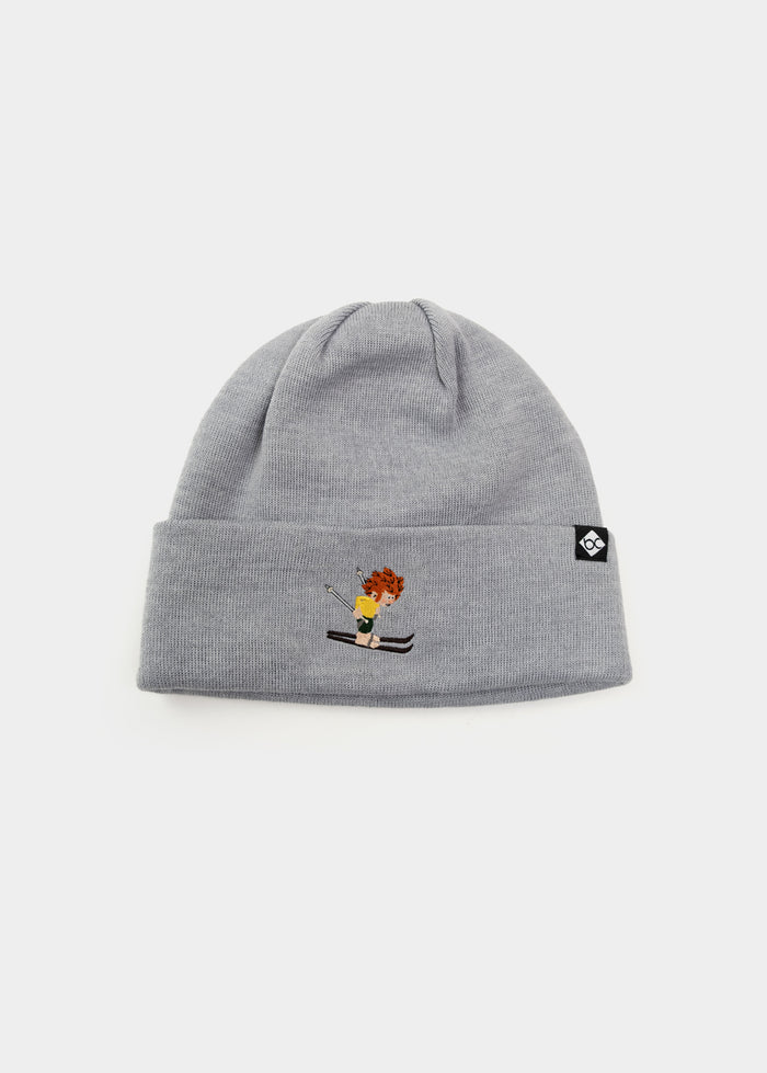 Bavarian Caps - Unisex Stick-Haum "Pumuckl Skirennen" - hellgrau / Mütze