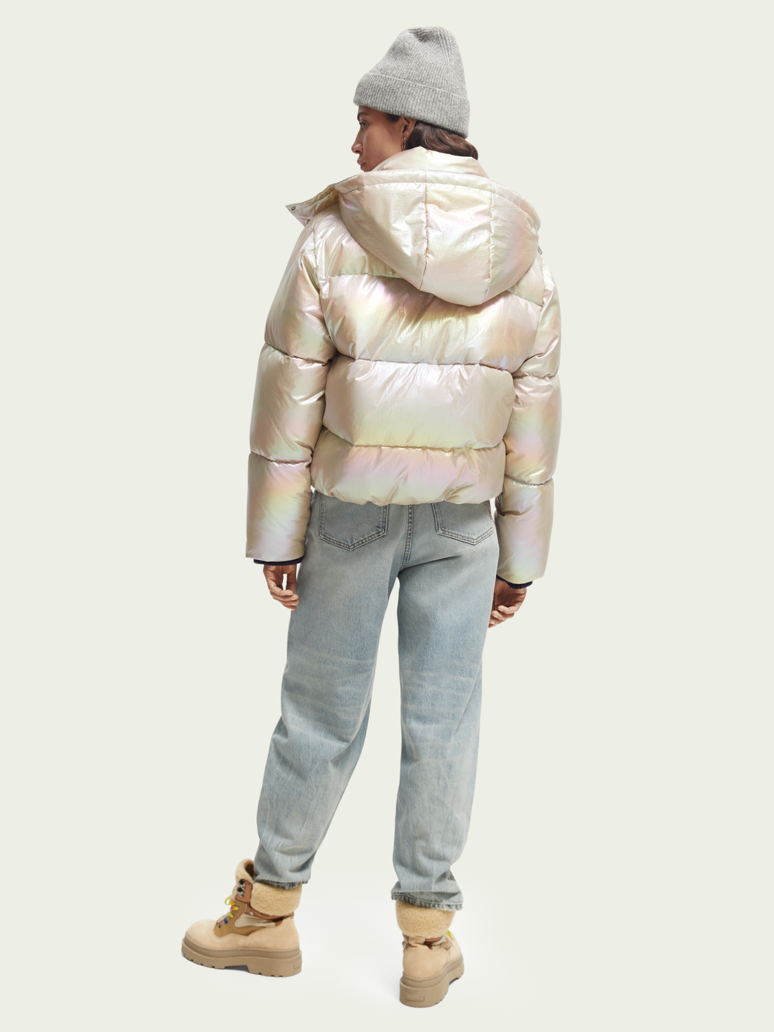 Scotch&Soda Water-repellent puffer jacket with removable hood in Silver Metallic Scotch&Soda Water-repellent puffer jacket with removable hood in Silver Metallic