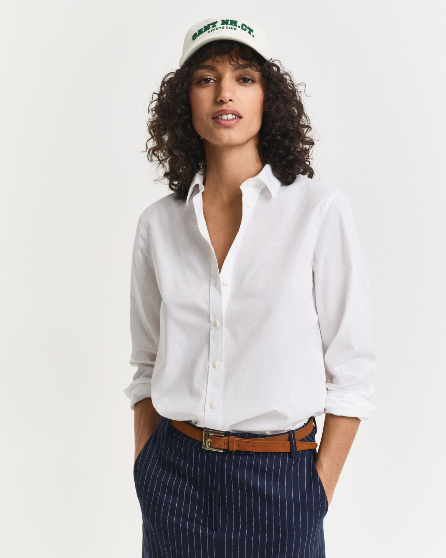  Gant Damen  Regular Fit Classic Popeline Bluse aus Baumwolle in weiß 