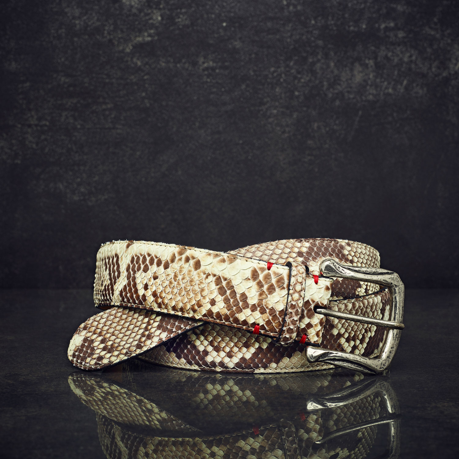  Fausto Colato Schlangenleder-Gürtel Python Breite 4 cm Naturbelassen