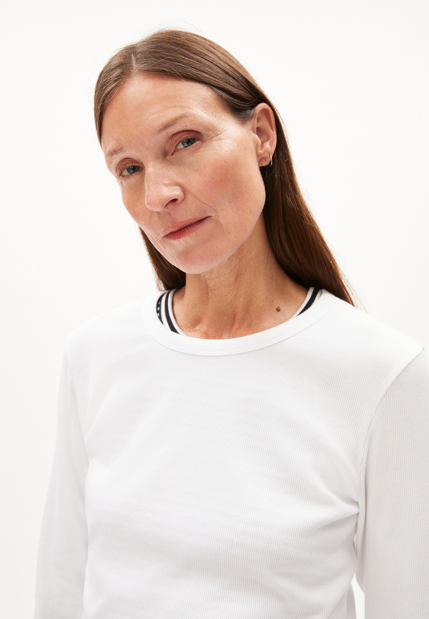 JAALIA Ripp-Longsleeve Regular Fit aus Bio-Baumwoll Mix in weiß JAALIA Ripp-Longsleeve Regular Fit aus Bio-Baumwoll Mix in weiß