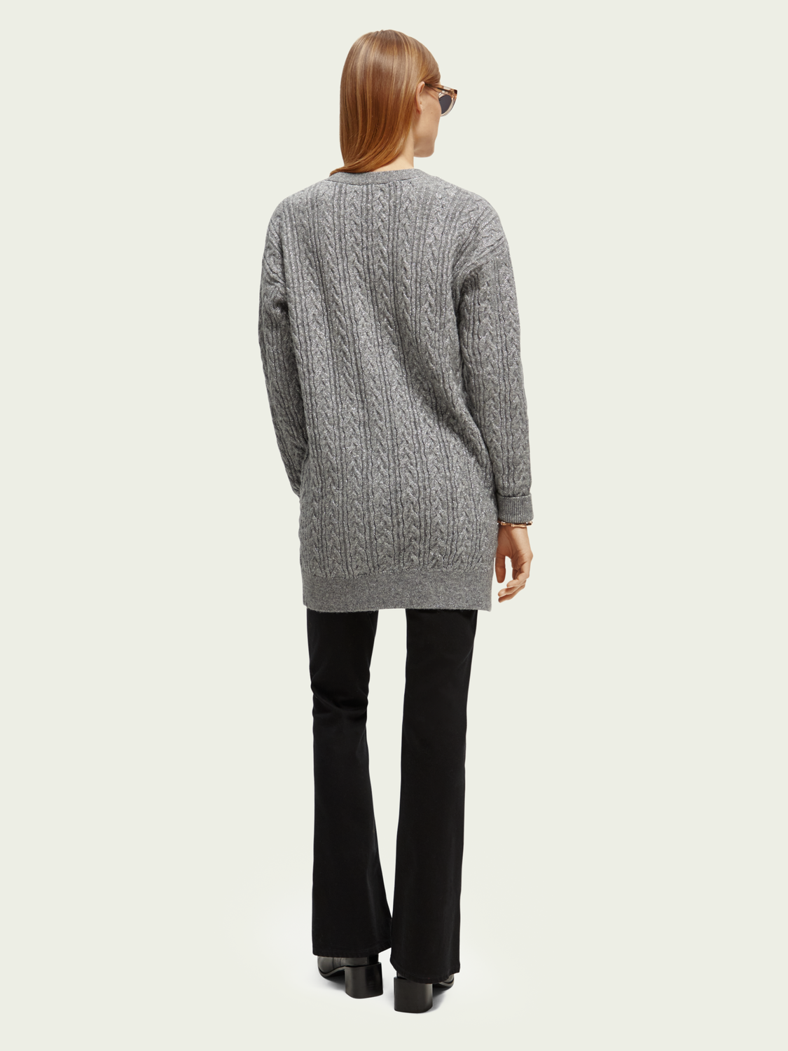 Scotch&Soda Wool-blended cable knit Cardigan in grau