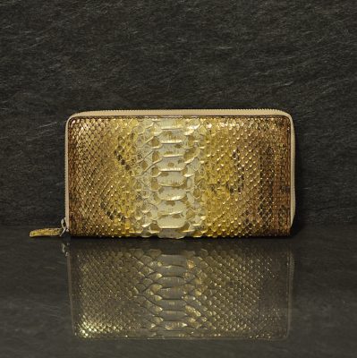 Ralph Gladen Pythonleder Zippwallet Schlangenleder Geldbörse in gold / multi / natur