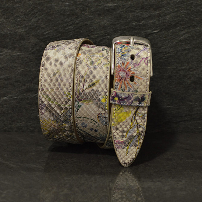 Ralph Gladen Schlangenleder-Gürtel Python Spring/Summer Special mit floralem druck