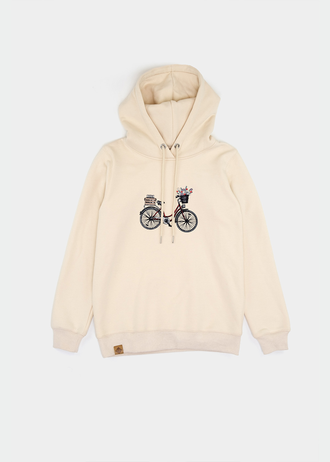 Bavarian Caps Hoodie "Expresslieferdienst Damen" - beige Blumen / Wein 