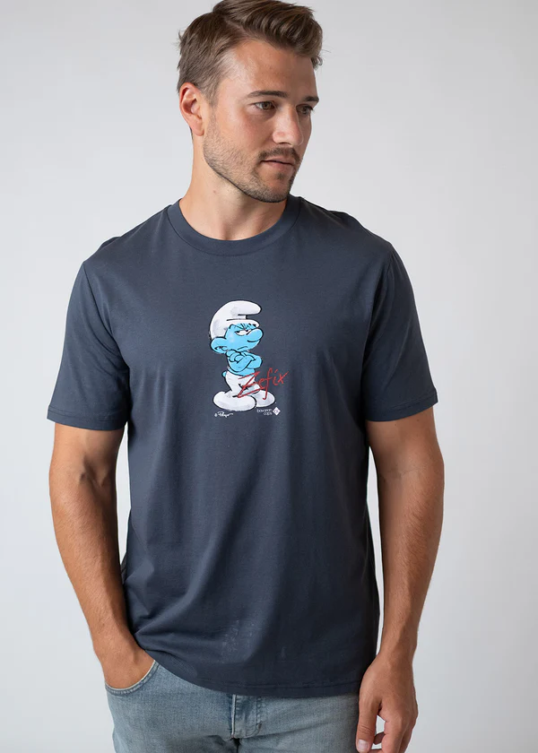 Bavarian Caps Herren T-Shirt Die Schlümpfe Muffi Zefix in dunkelgrau