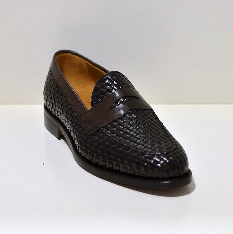 Berwick 1707 Rahmengenähter Penny Loafers aus geflochtenen weichem Kalbsleder