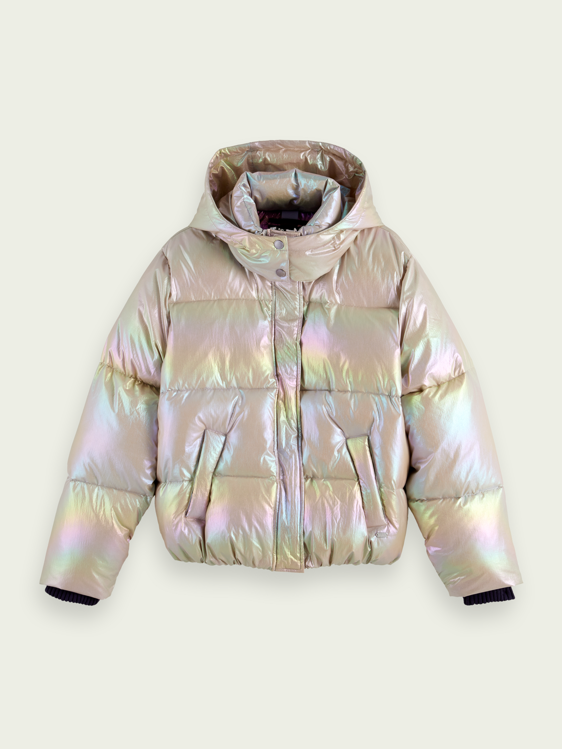 Scotch&Soda Water-repellent puffer jacket with removable hood in Silver Metallic Scotch&Soda Water-repellent puffer jacket with removable hood in Silver Metallic