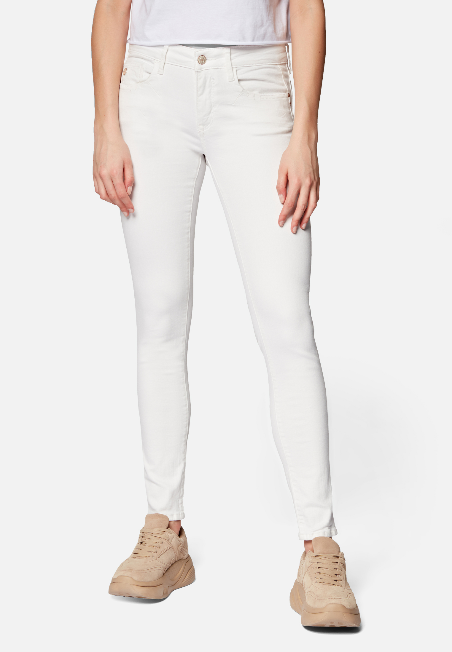 Mavi Adriana weiße Super Skinny Jeans mit einer mittleren Leibhöhe 