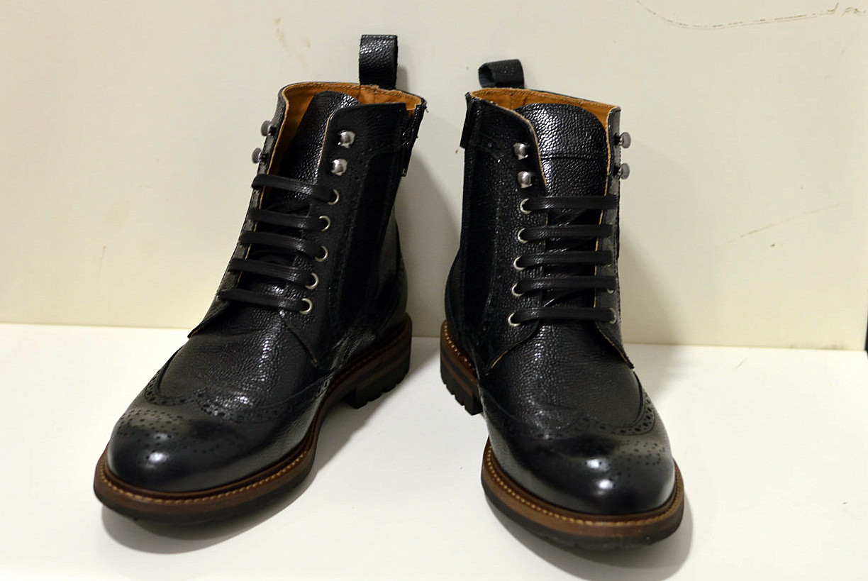 Franzini made in Italy Aston Bastioni  Herren Stiefelette / Boot aus Leder mit Struktur in schwarz 