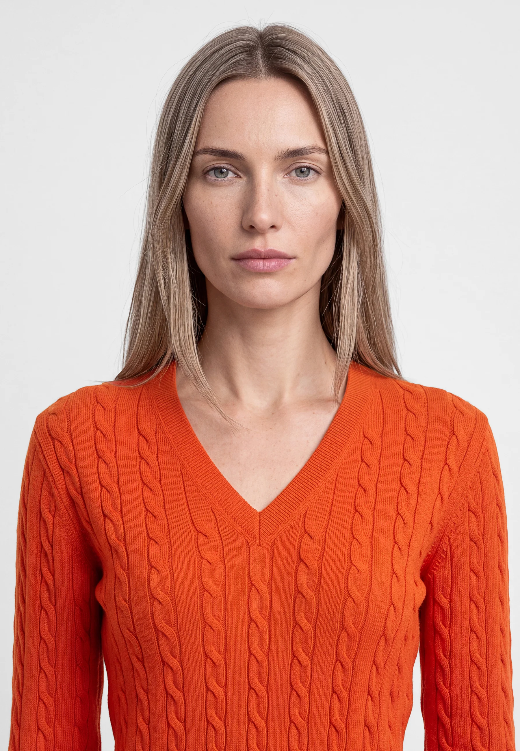 Mavi Pullover LONG SLEEVE V NECK TRICOT | Feinstrick Pullover in orange