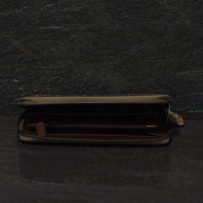 Ralph Gladen Pythonleder Zippwallet Schlangenleder Portemonnaie in braun