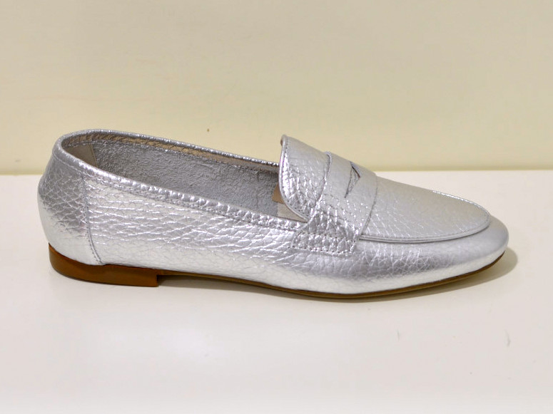 Gianluca Pisati Moccasins / Loafer Adele aus feinstem Kalbsleder  in silber / Bot Lam Argento 