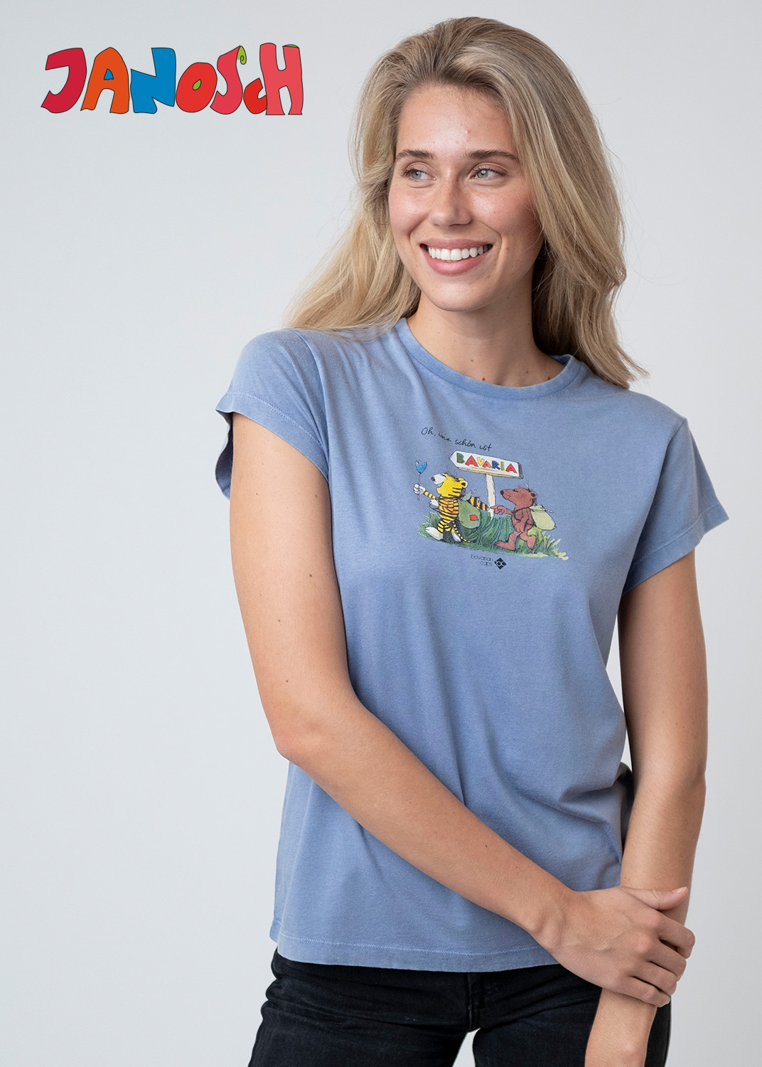 Bavarian Caps T-Shirt Janosch Oh wie schön ist Bavaria - hellblau (Damen