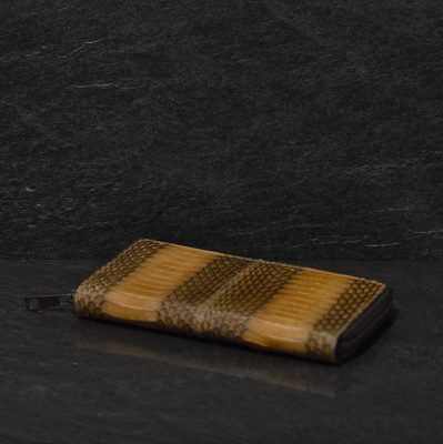 Ralph Gladen Pythonleder Zippwallet Schlangenleder Portemonnaie in beige / braun