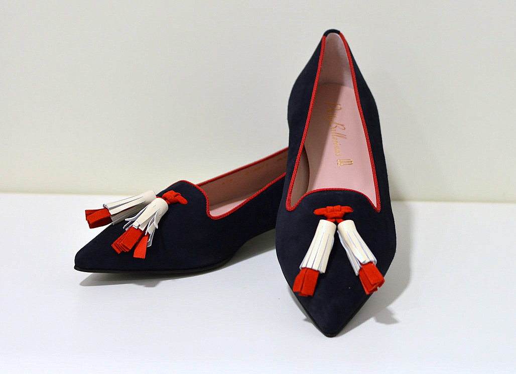 Pretty Ballerinas Ella ANGELIS Navy Blue - Klassischer Ballerina mit Spitze und kleinen Absatz