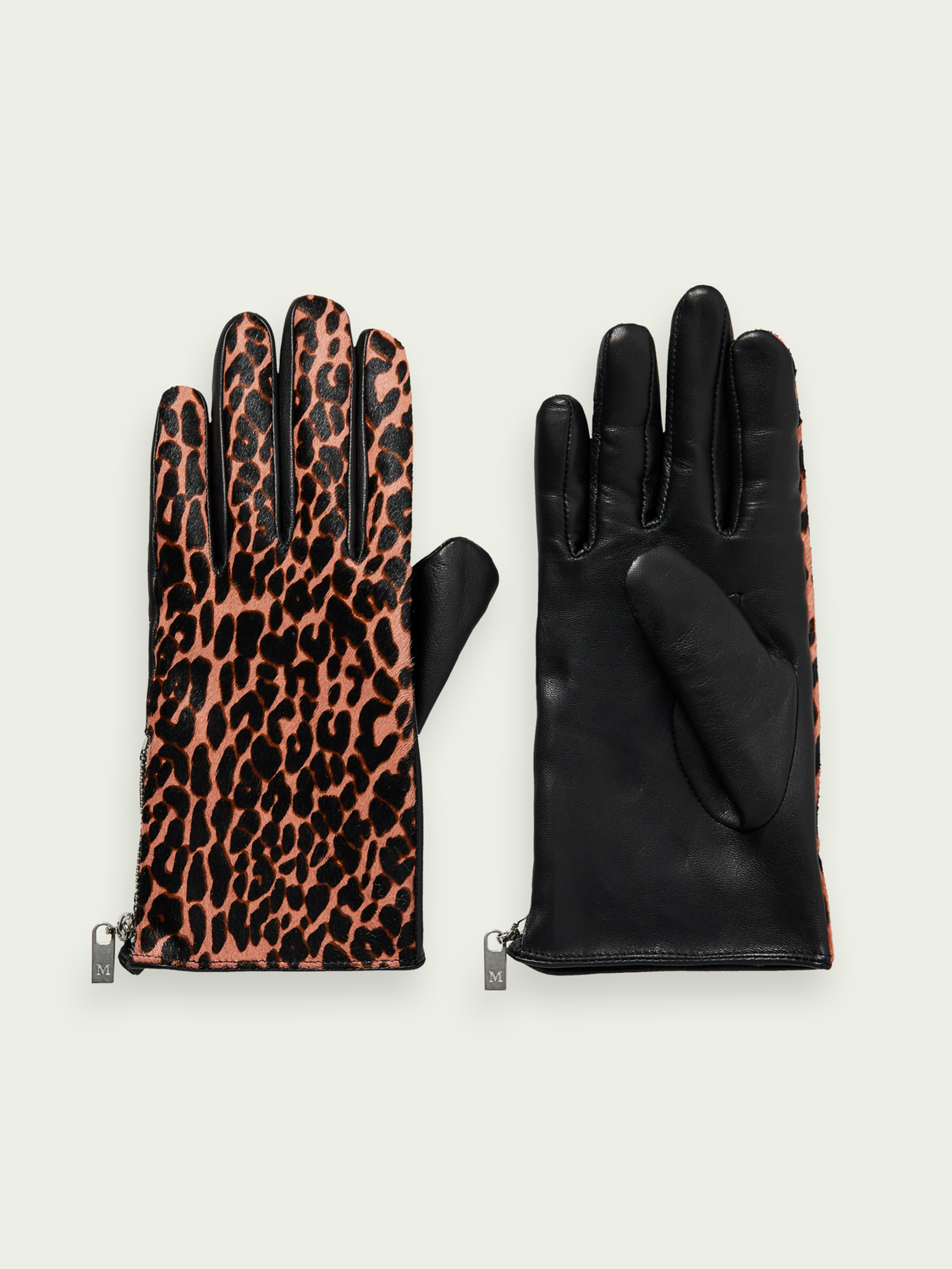 Scotch&Soda Lederhandschuhe mit Animal-Print Handschuh 