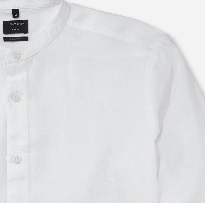 Olymp Casual Freizeithemd aus Leinen, regular fit, Stehkragen, Weiß Hemd