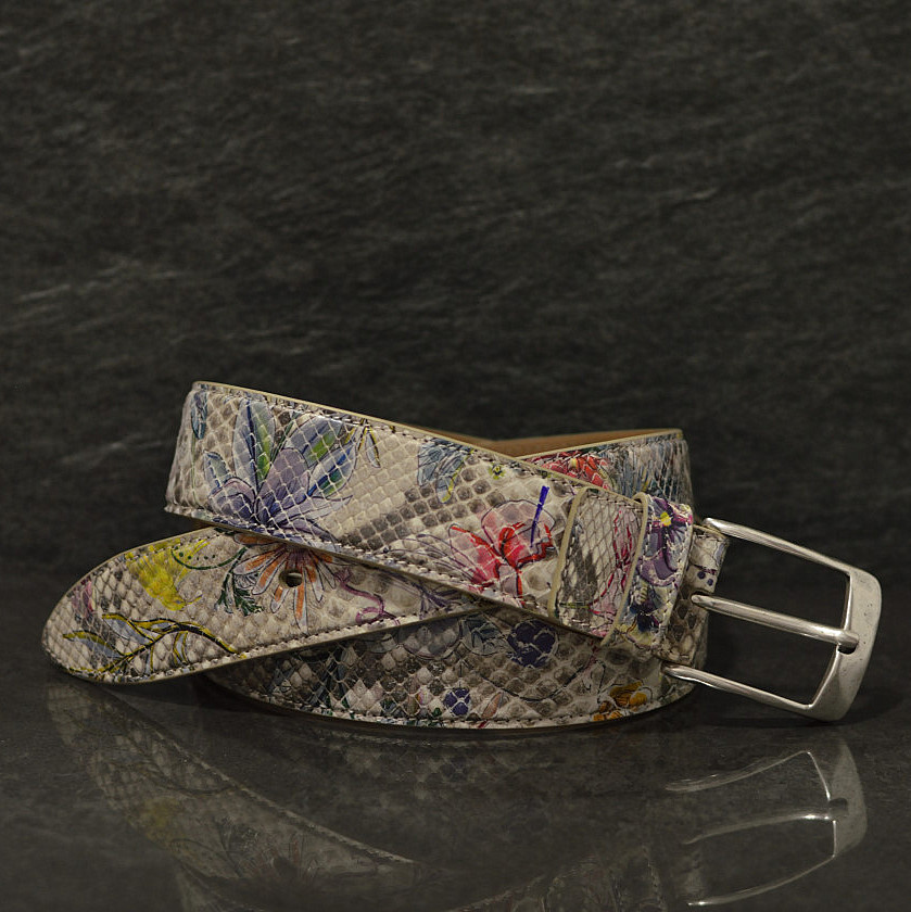 Ralph Gladen Schlangenleder-Gürtel Python Spring/Summer Special mit floralem druck