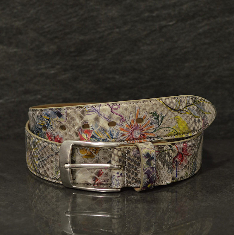 Ralph Gladen Schlangenleder-Gürtel Python Spring/Summer Special mit floralem druck
