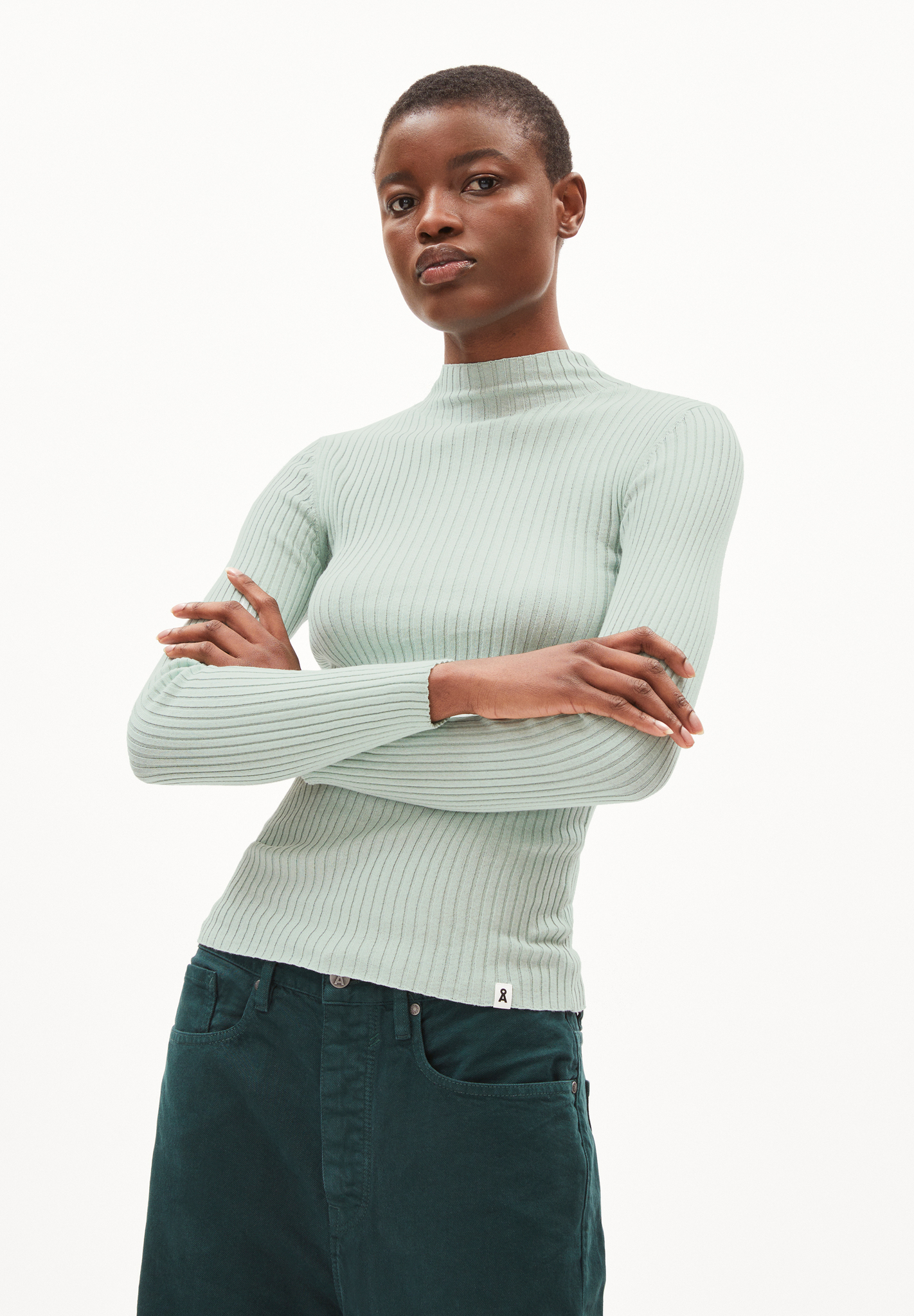 Armedangels ALAANIA Pullover Slim Fit aus Bio-Baumwolle in polar green 