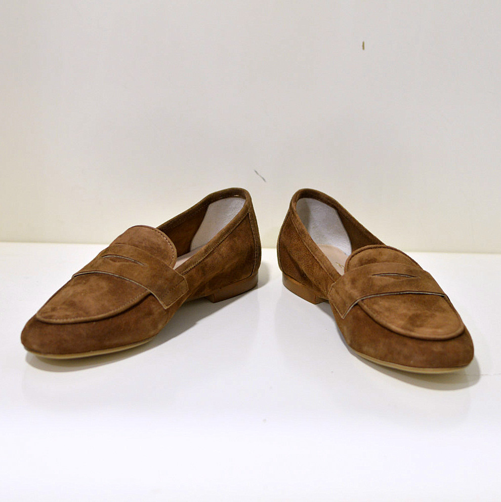 Gianluca Pisati Moccasins / Loafer Adele aus feinstem Wildleder (Gamsleder) in Legno / Braun
