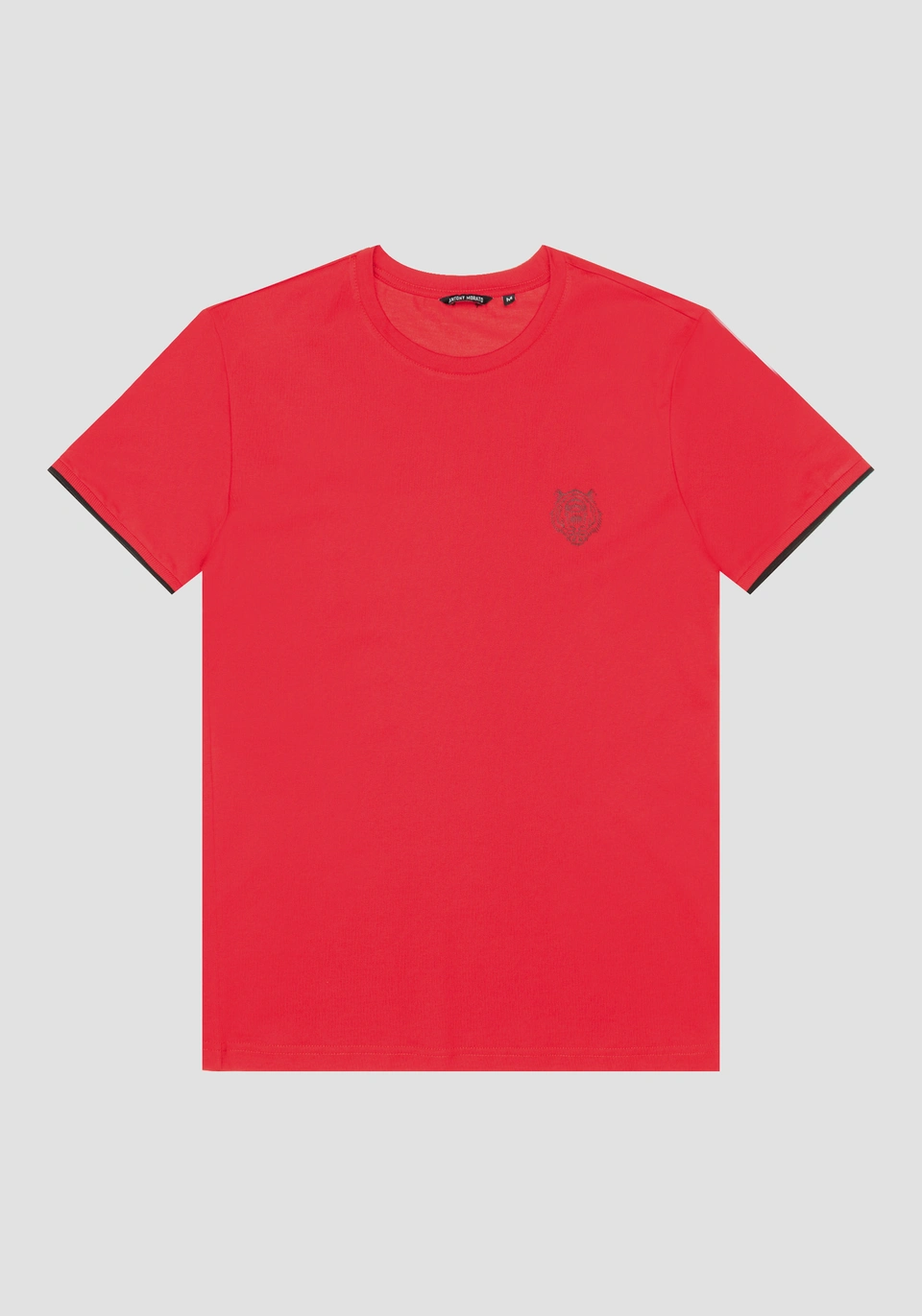 Antony Morato T-SHIRT SLIM FIT AUS REINER BAUMWOLLE MIT Tiger Print in rot