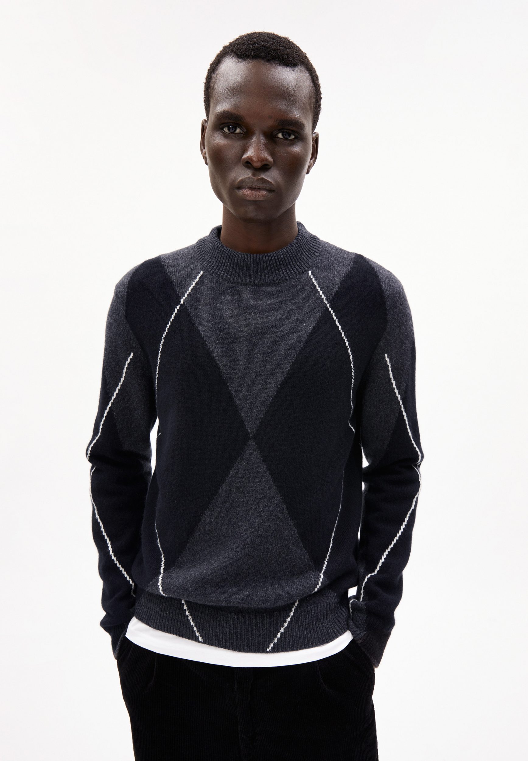Armedangels AARGELIUS Pullover Regular Fit aus Bio-Woll Mix in steel melange-black-oatmilk